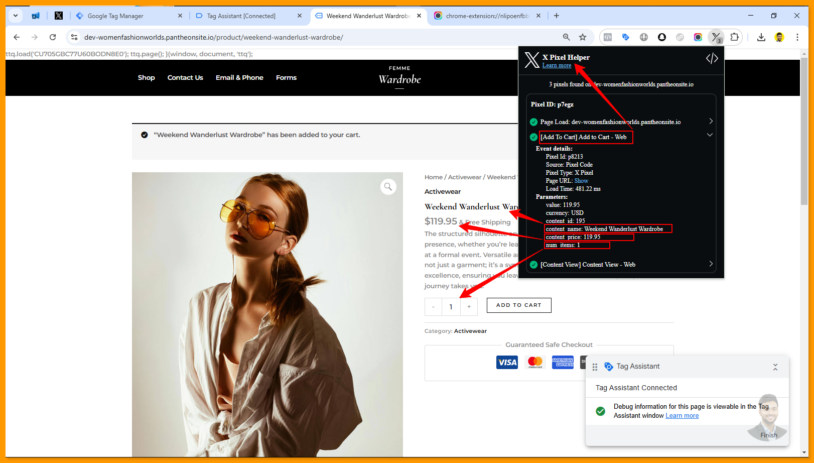 Add to Cart - X Pixel Helper