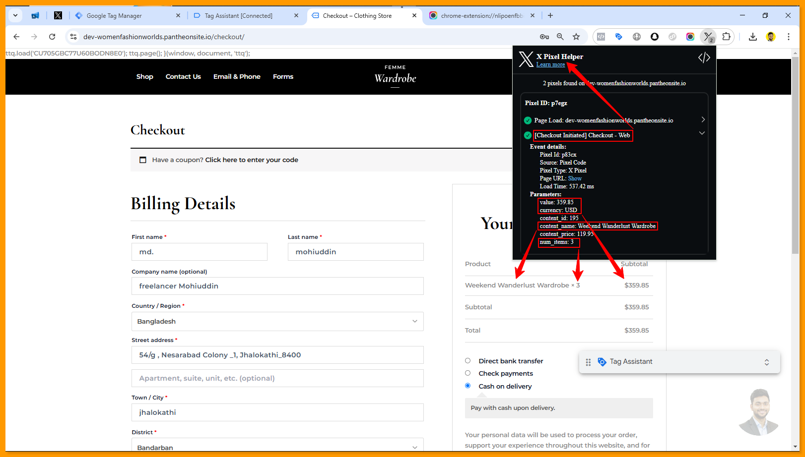 Checkout - X Pixel Helper