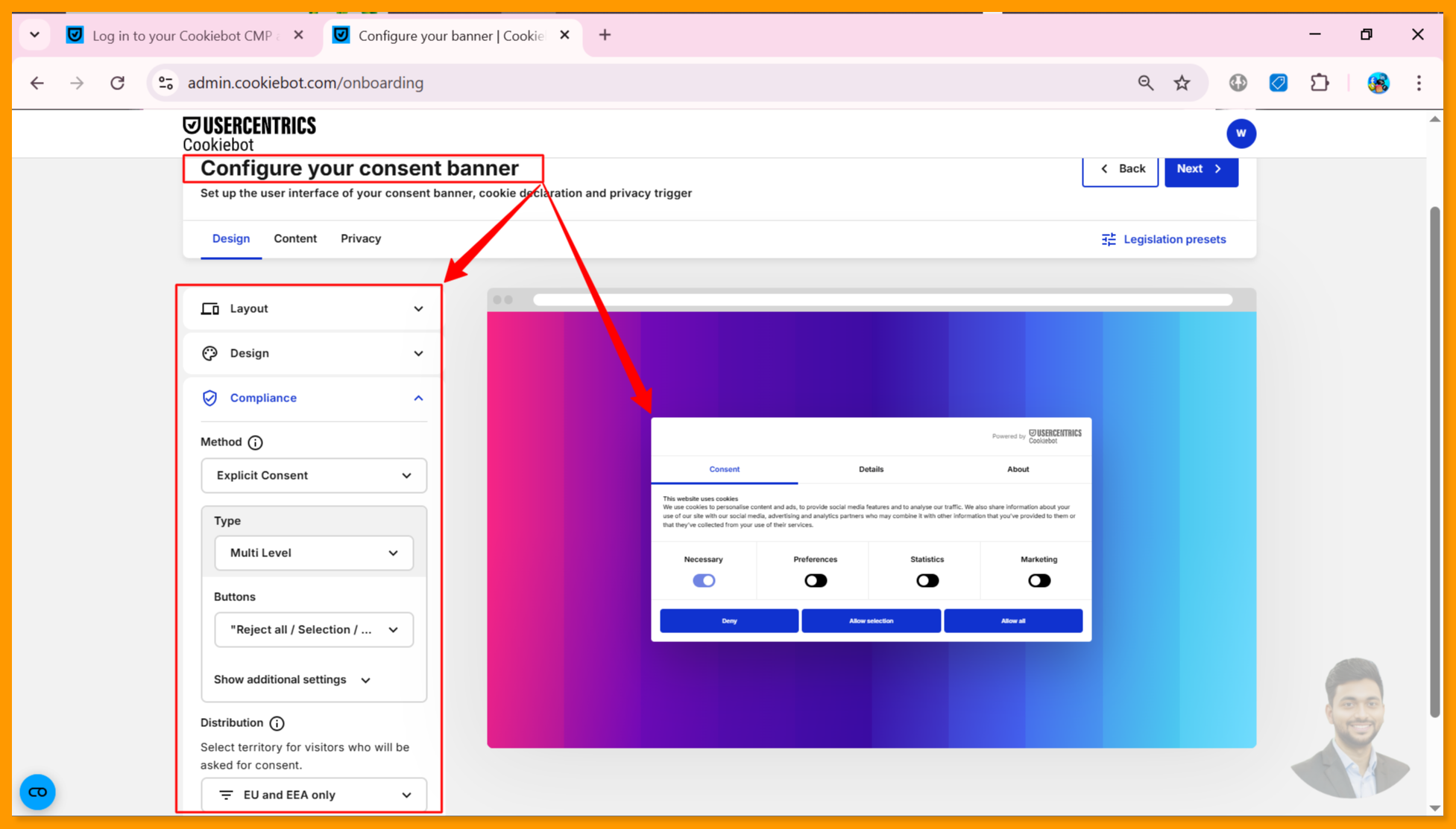 Cookiebot Banner Setting