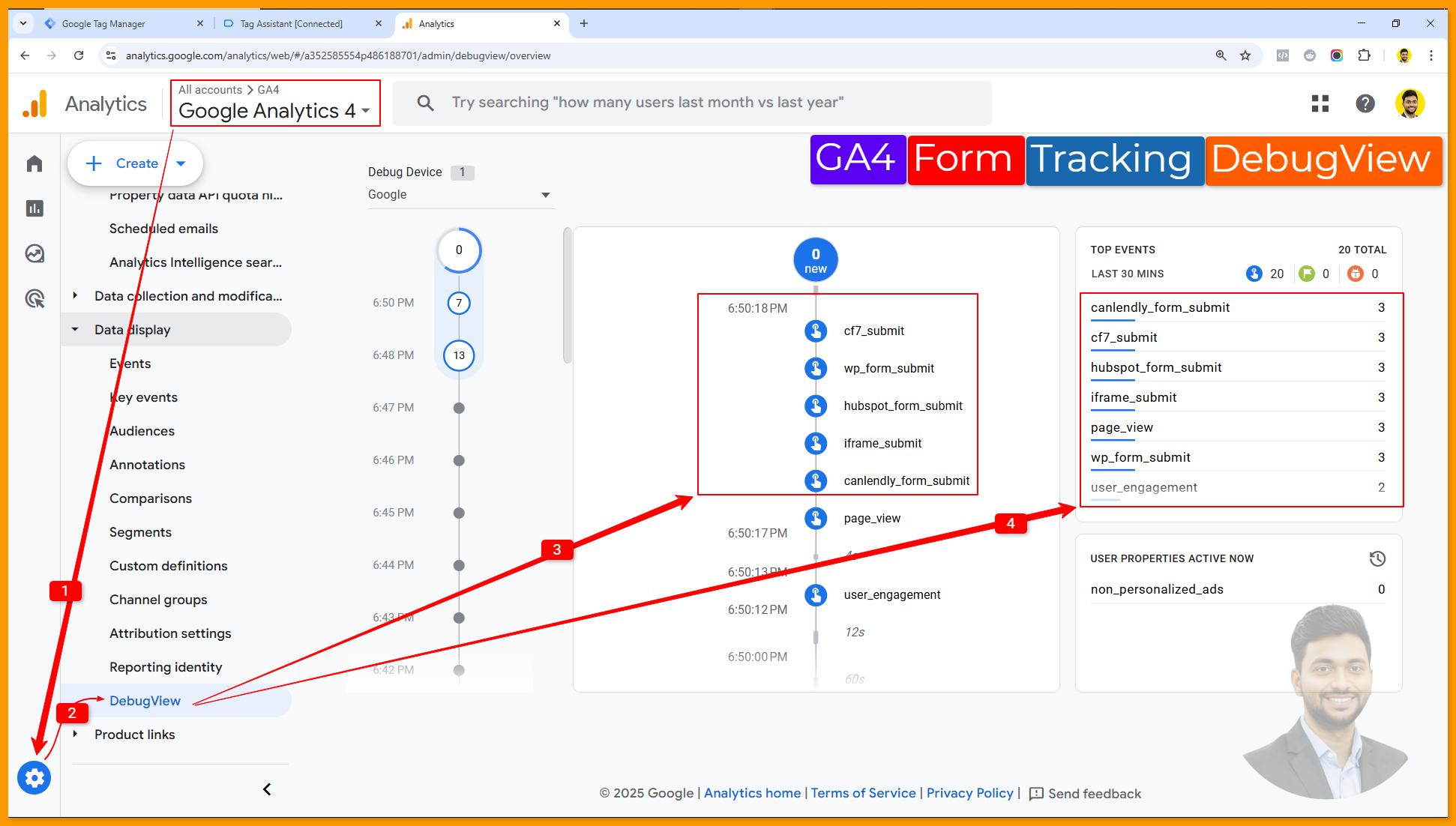GA4 Form Tracking DebugView
