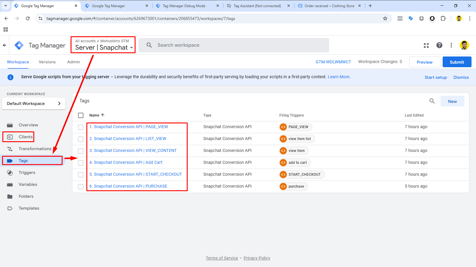 Portfolio - Snapchat All Tag (GTM) in Server