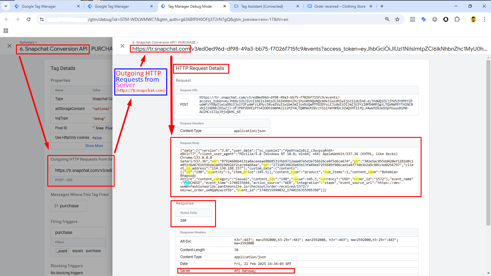 Portfolio - Snapchat Purchase Outgoing http Request
