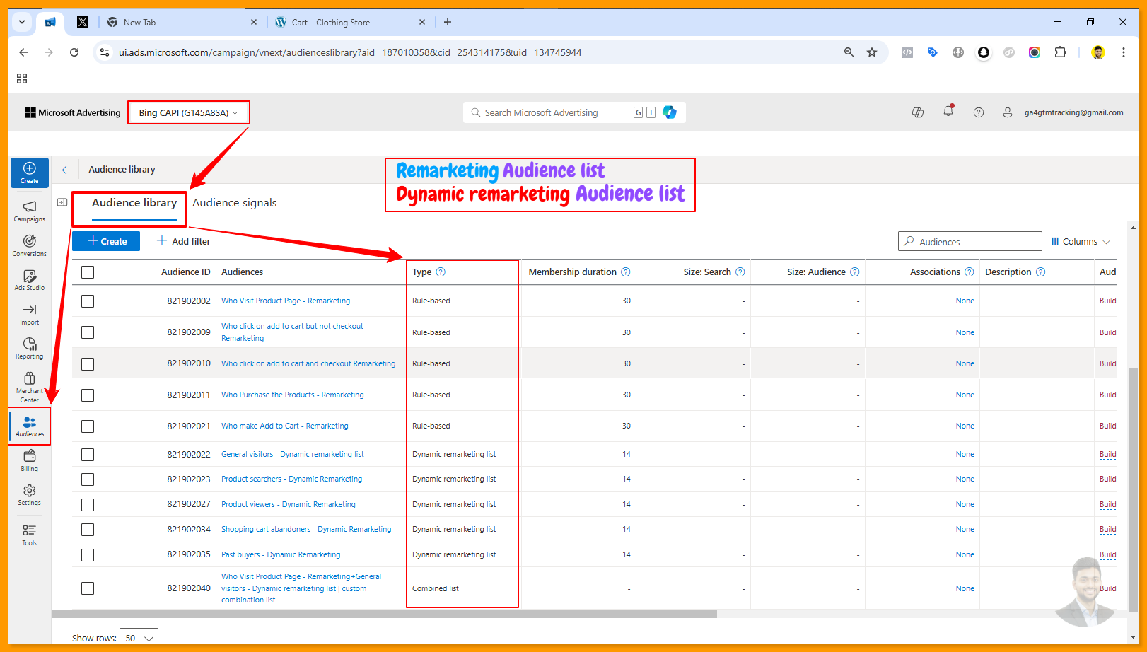 Remarketing Dynamic Remarketing list