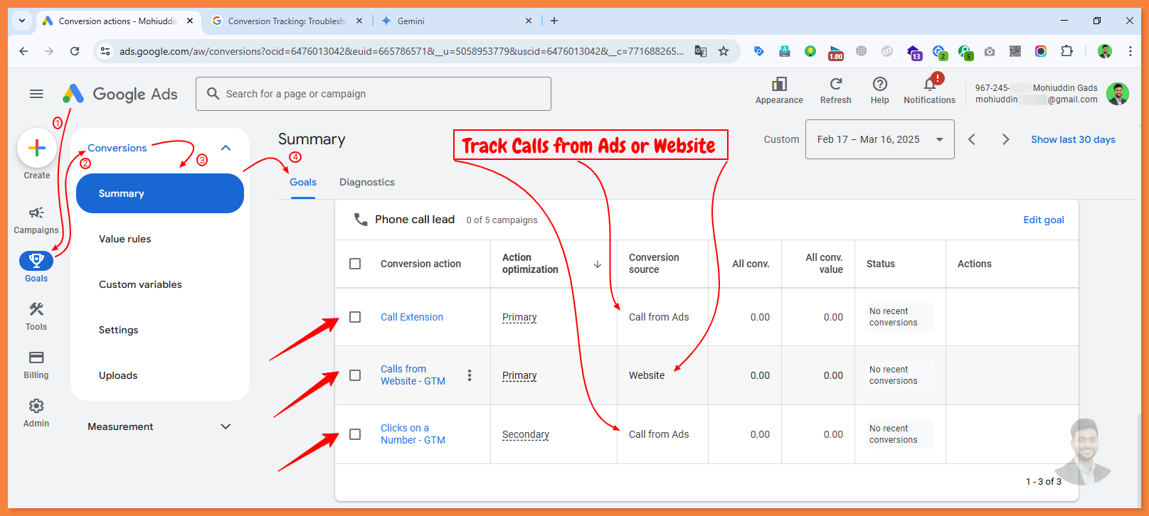 Track calls from ads and websites