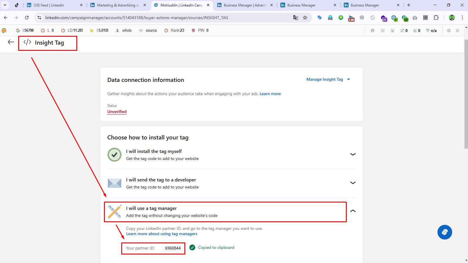 Create Insight Tag Partner ID