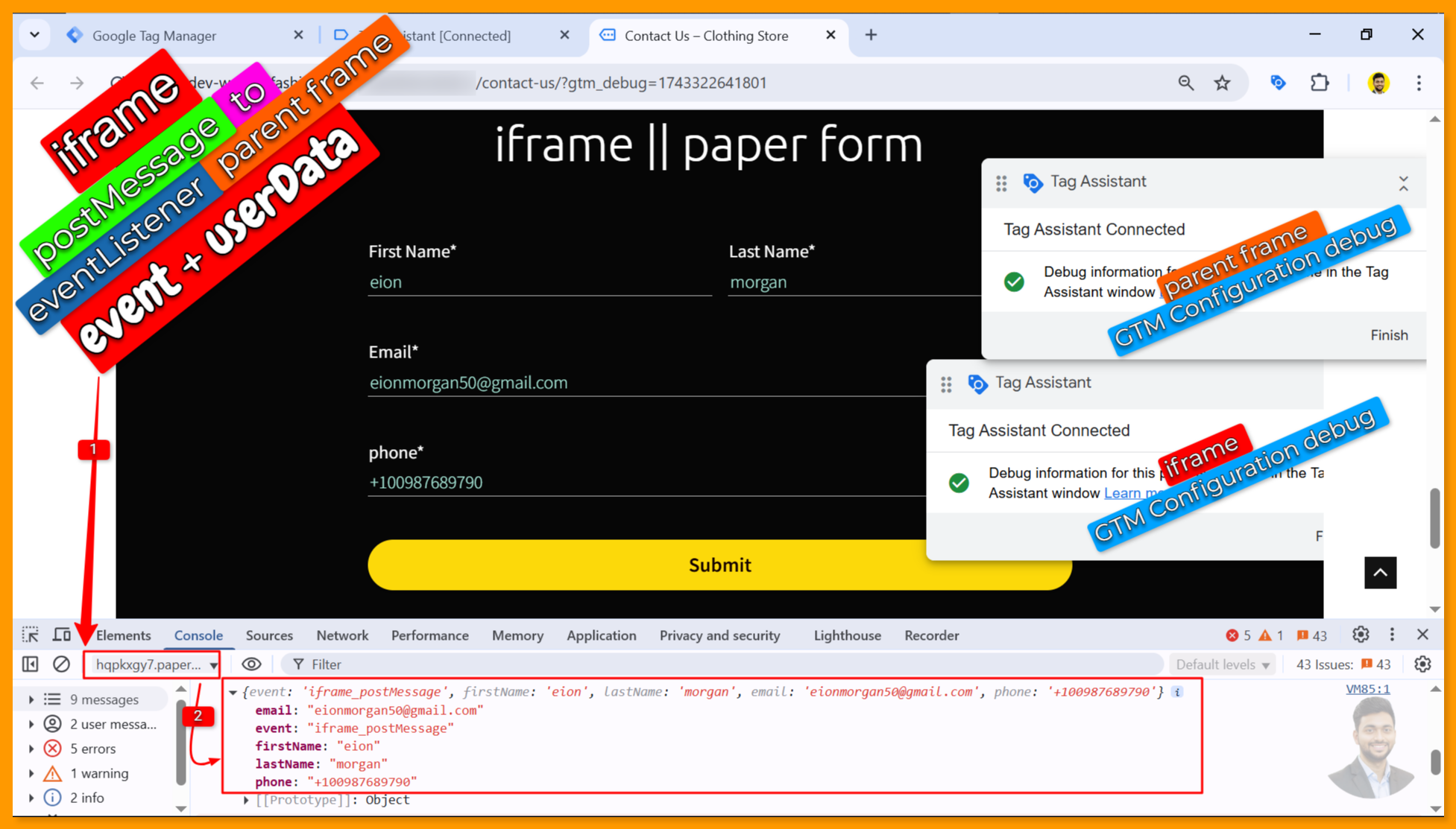 Iframe Event With Userdata