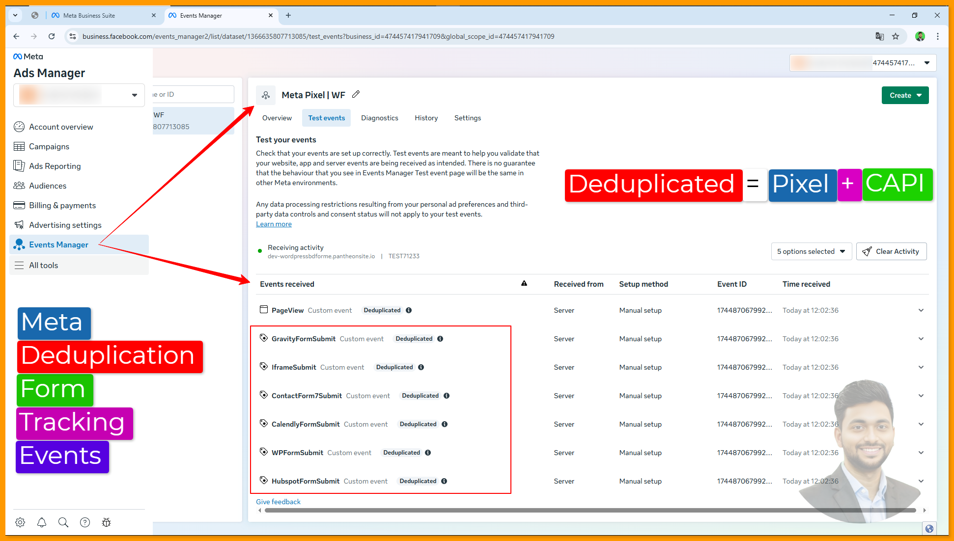 Meta Deduplication Form Tracking Events