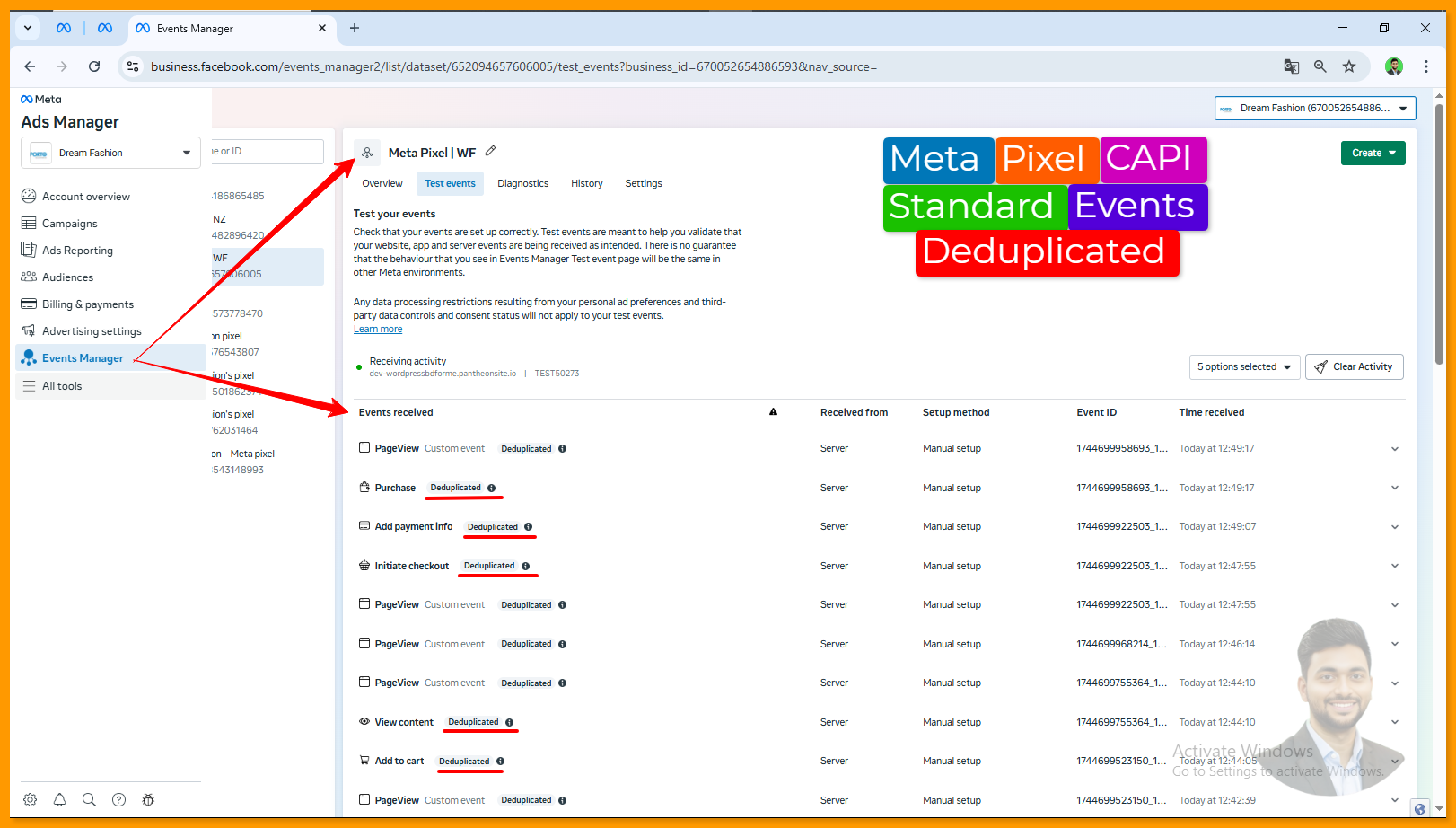 Meta Pixel CAPI Standard Events Deduplicated