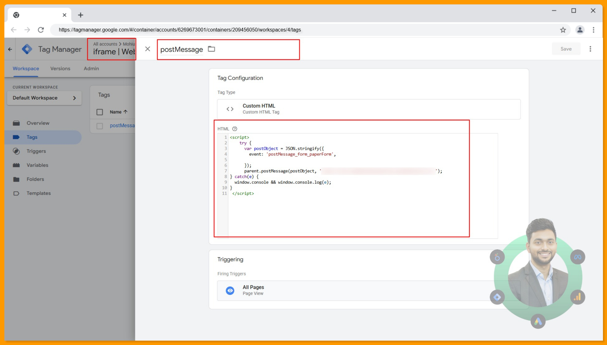 iframe postmessage html code